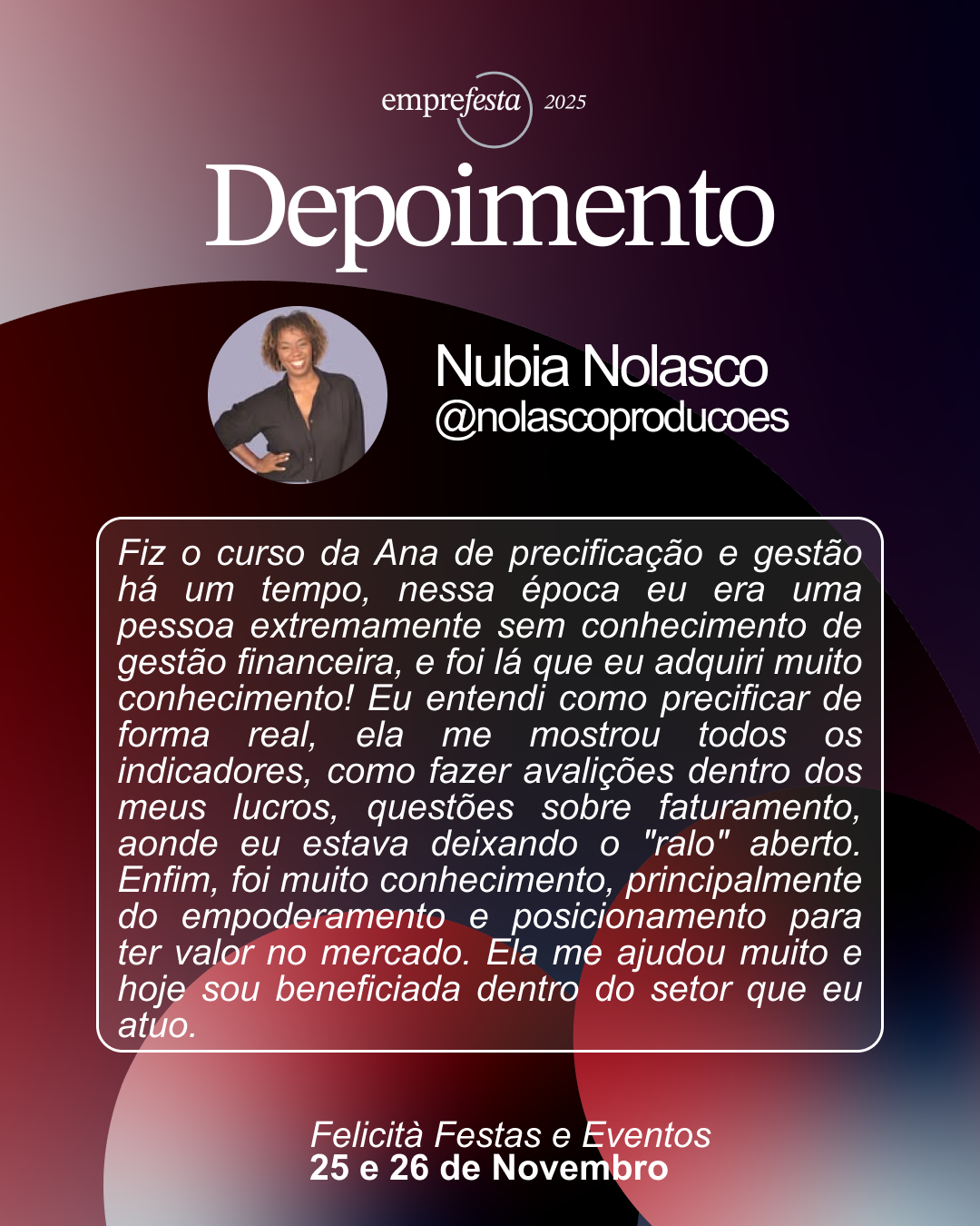 depoimento feed - Nubia Nolasco